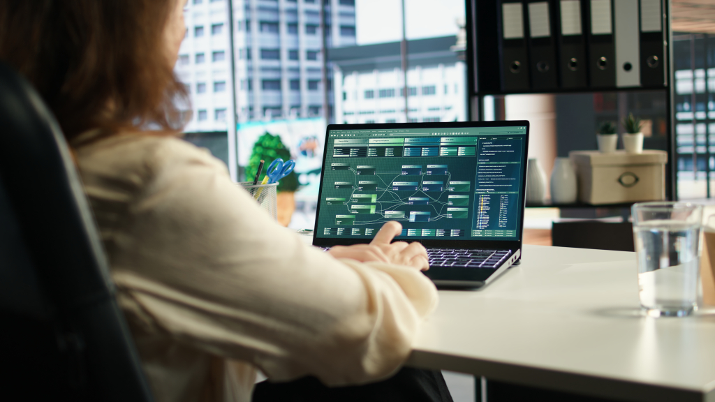 Forecast expert CEO analyzing investment insights and negotiations details, looking at data analytics and reports to establish the corporation vision and objectives. Business productivity.